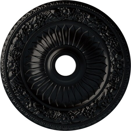 Ekena Millwork Bellona Ceiling Medallion (Fits Canopies up to 3 5/8"), 23 5/8"OD x 3 5/8"ID x 1 1/8"P, Jet Black CM23BEBLF